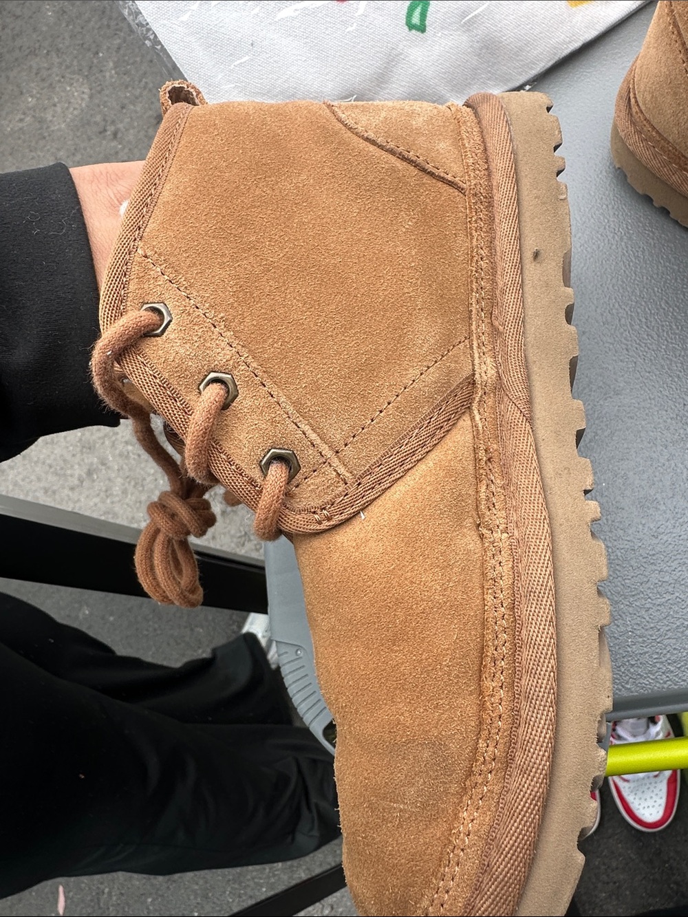 UGG Chestnut Brown Suede Lace-Up Shearling Boots - Picture 7 of 12